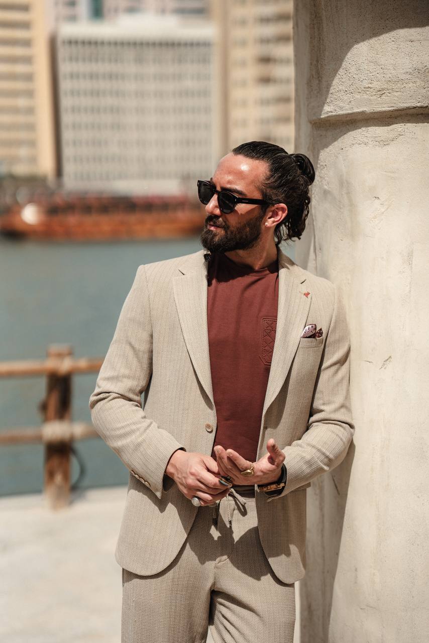 Light Beige Linen Blend Suit