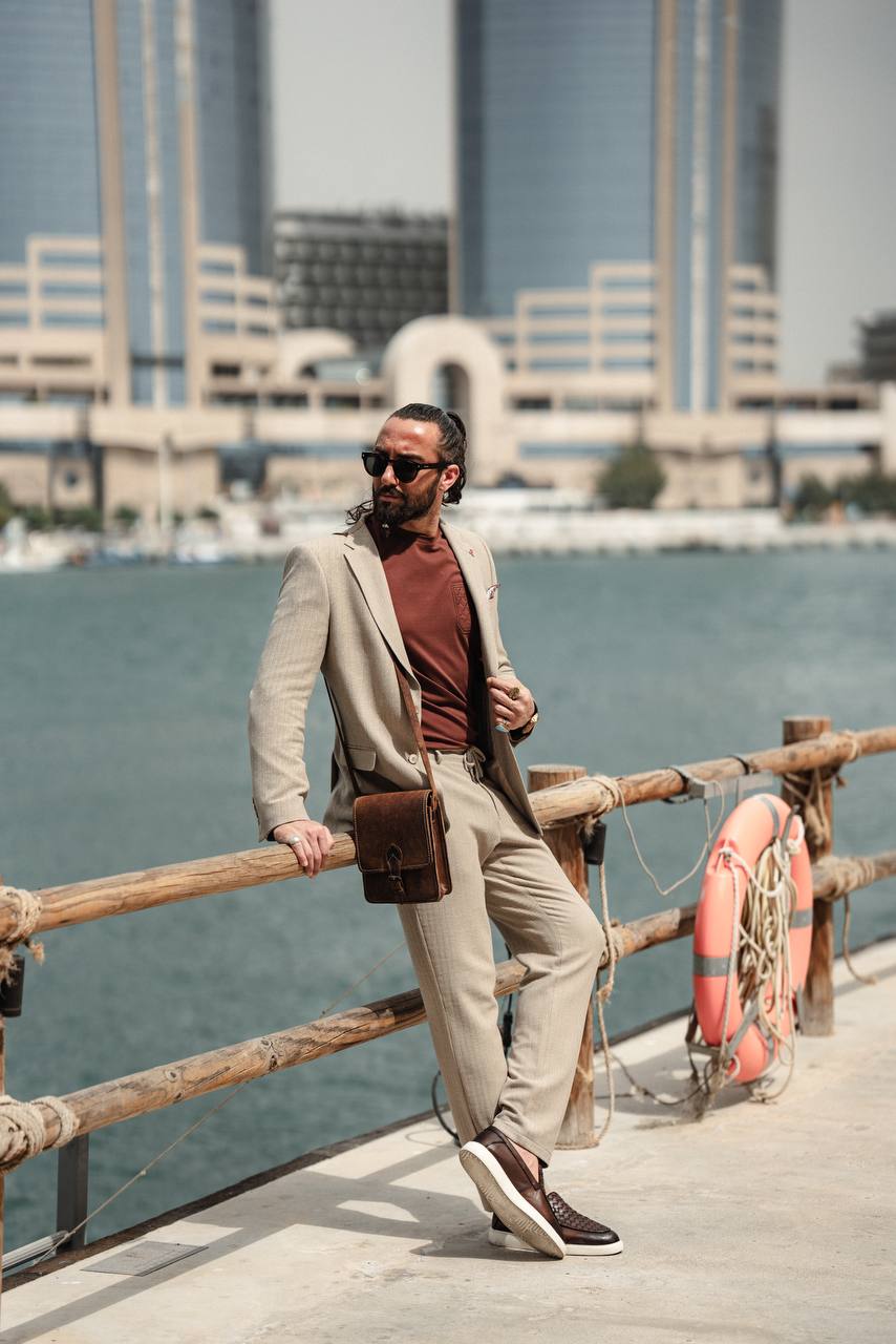 Light Beige Linen Blend Suit