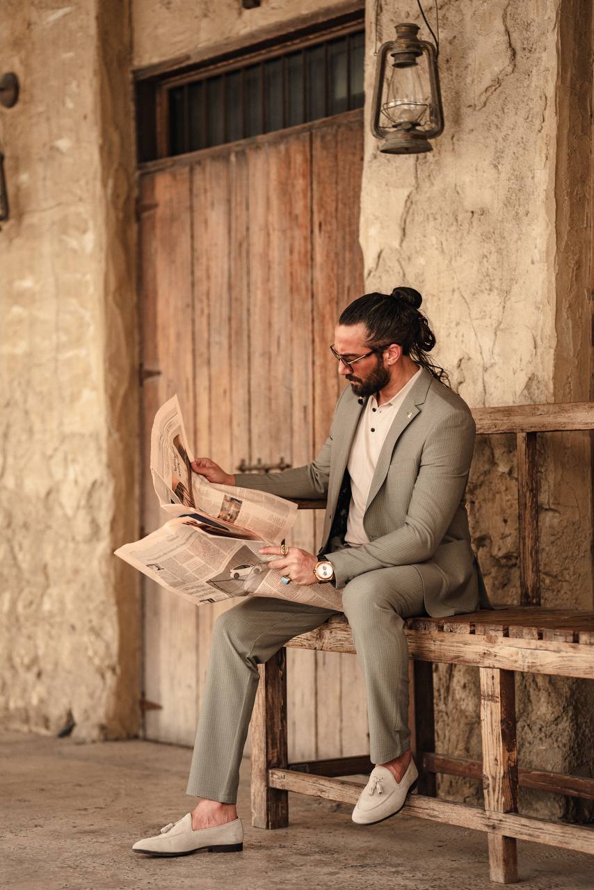 Light Grey Pinstripe Casual Suit