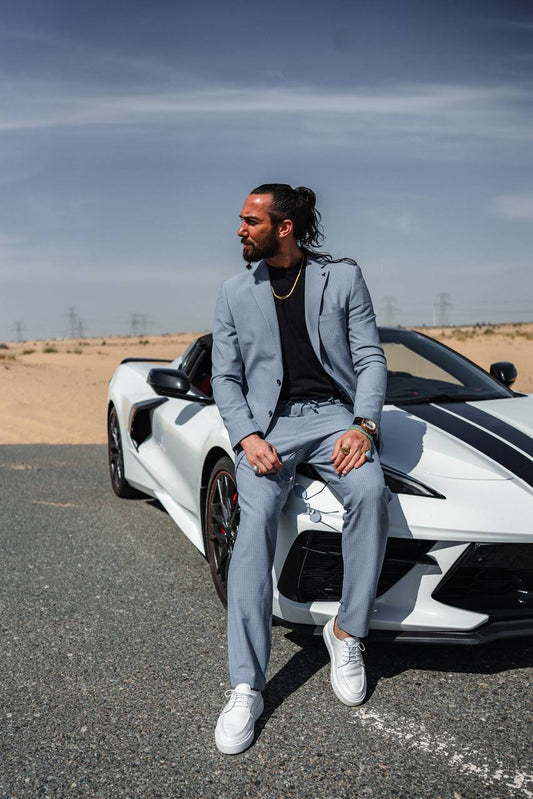 Light Blue Pinstripe Two-Piece Suit