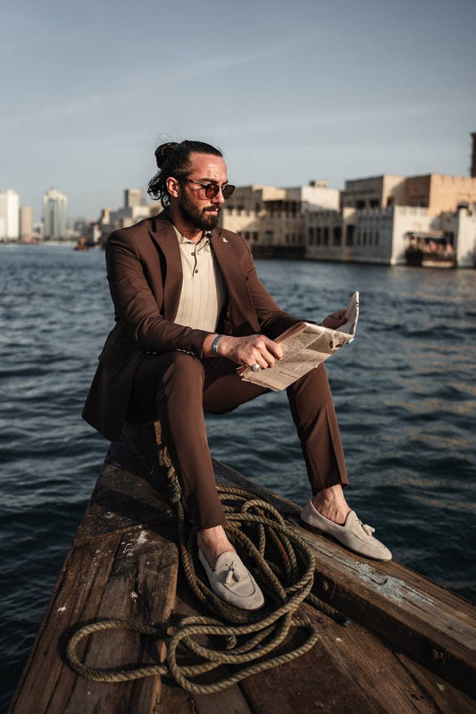 Earthy Brown Lightweight Summer Suit