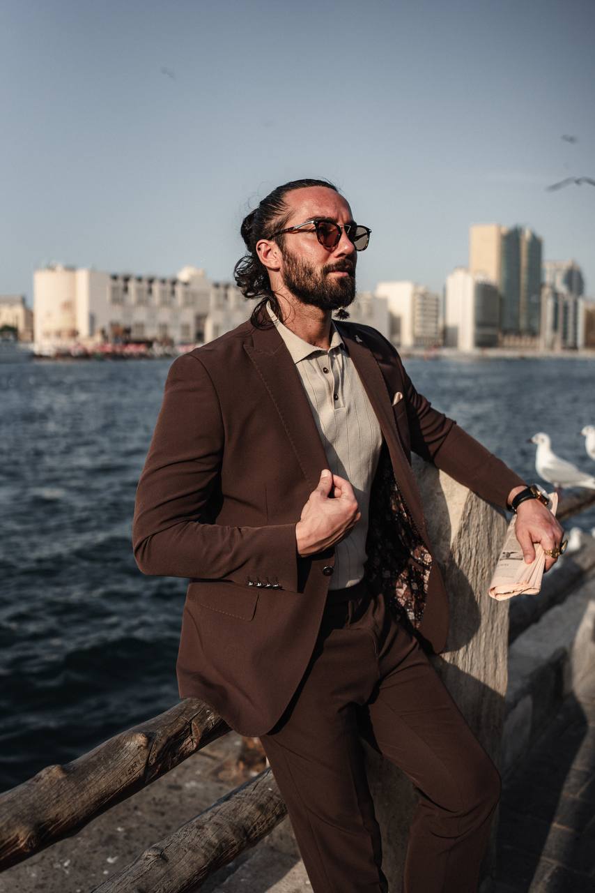 Earthy Brown Lightweight Summer Suit