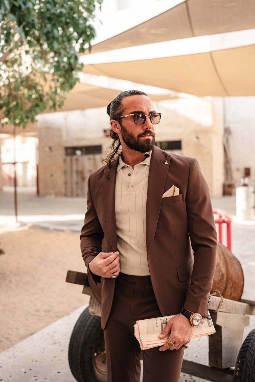 Earthy Brown Lightweight Summer Suit
