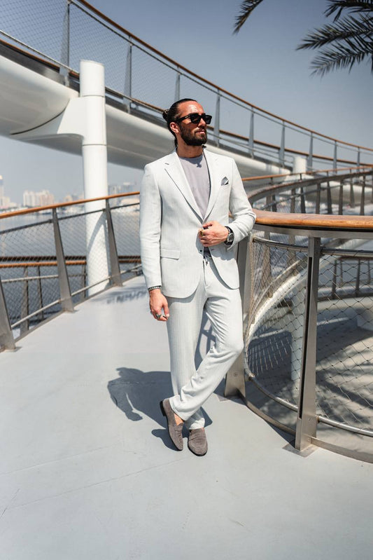 Light Grey Textured Summer Suit