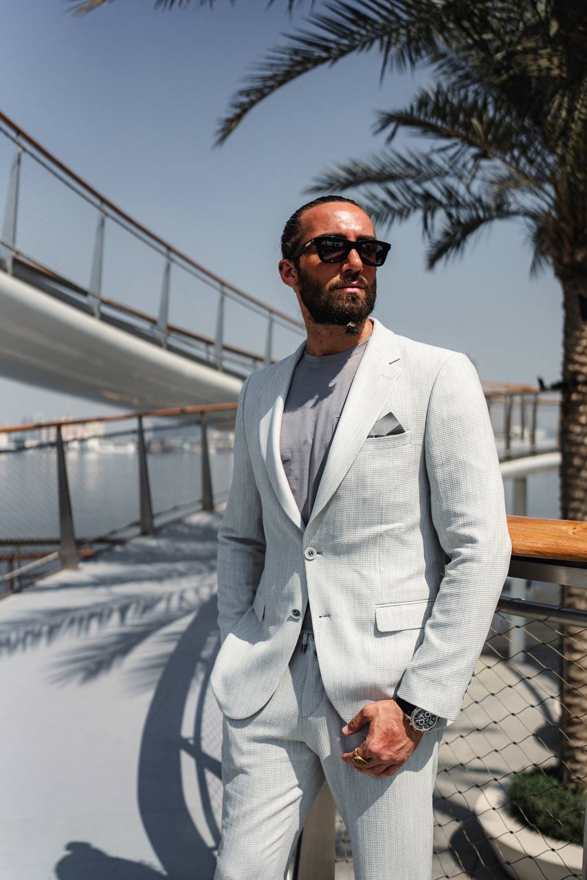 Light Grey Textured Summer Suit