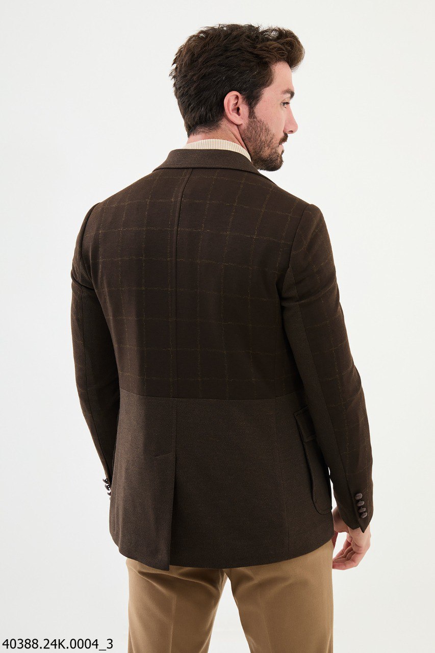Brown Check Patch Pocket Blazer