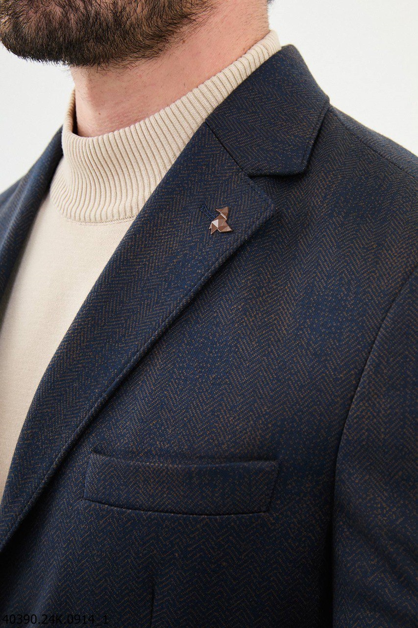 Dark Blue Textured Blazer