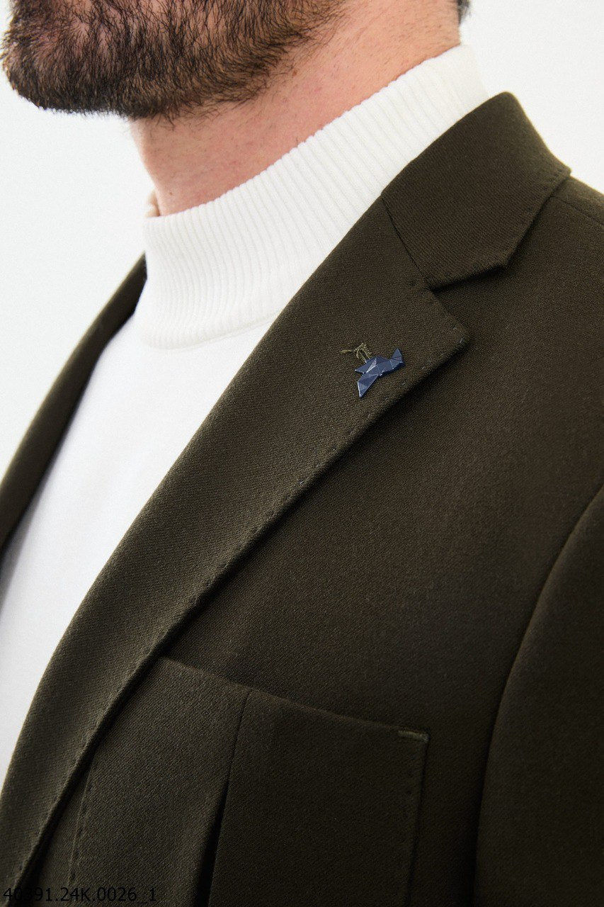 Olive Green Casual Fit Blazer