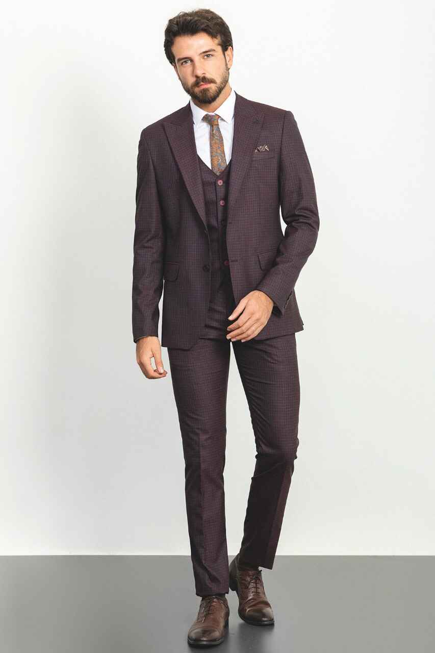 Burgundy Special Design Slim Fit Suit
