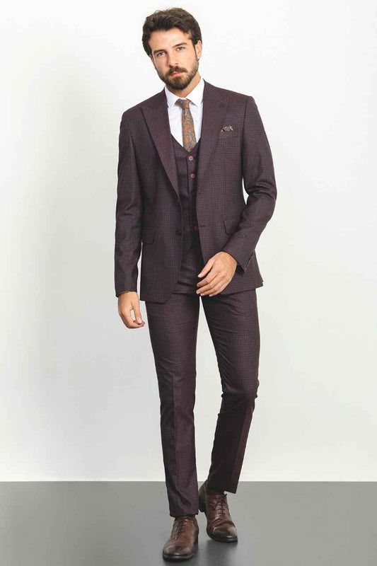 Burgundy Special Design Slim Fit Suit