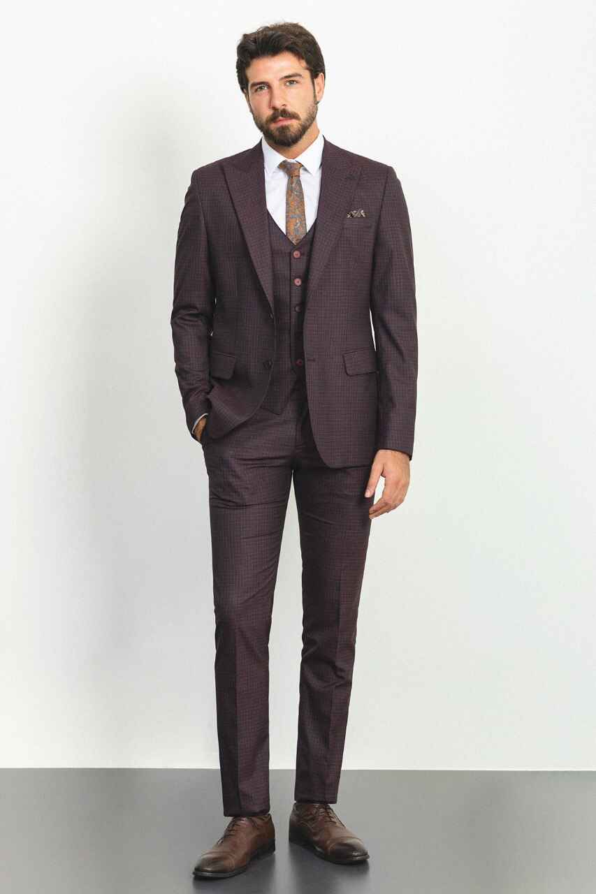 Burgundy Special Design Slim Fit Suit