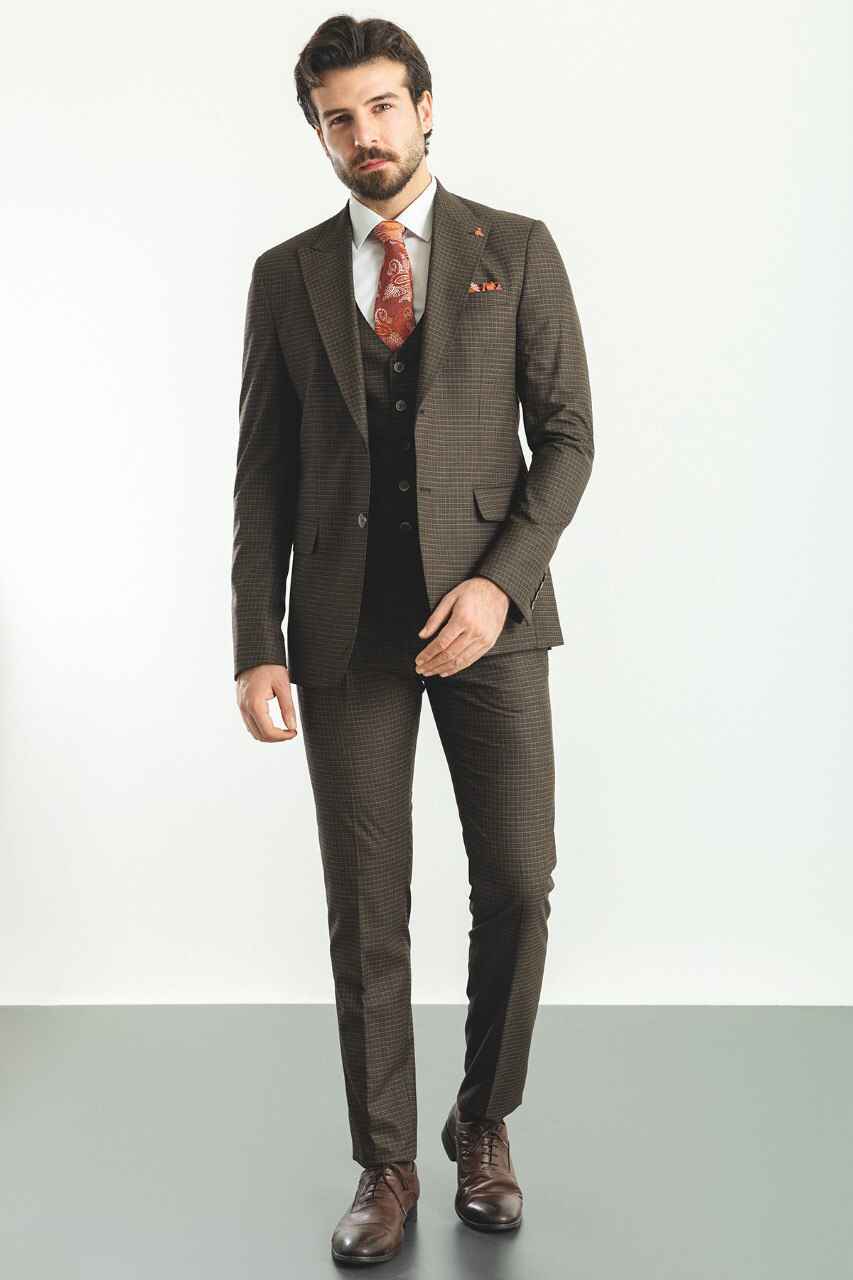 Brown Special Design Slim Fit Suit