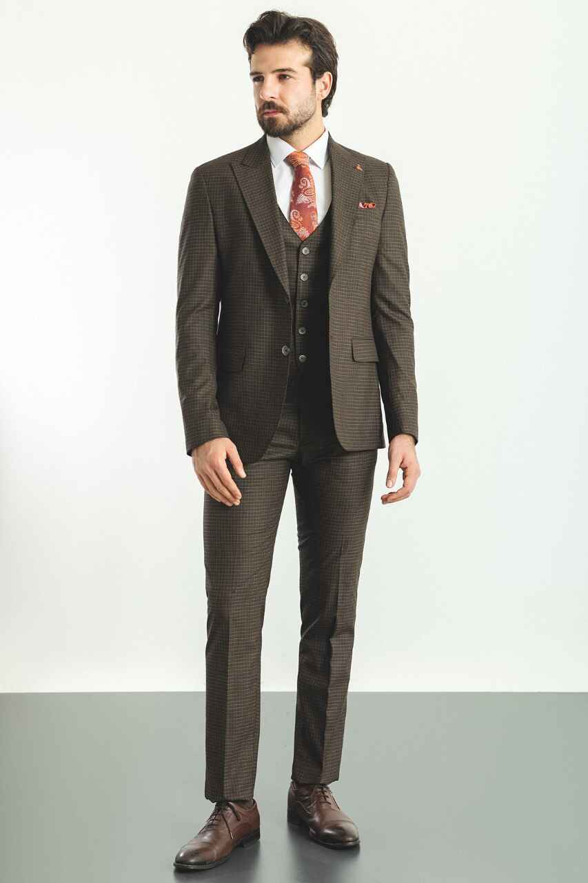 Brown Special Design Slim Fit Suit