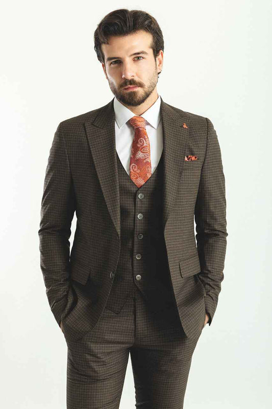 Brown Special Design Slim Fit Suit