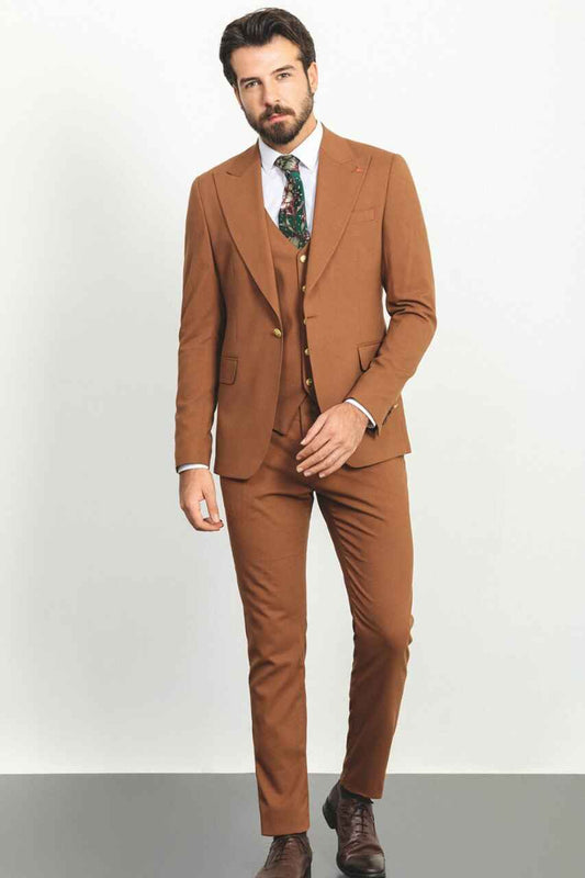 Camel Special Design Slim Fit Suit