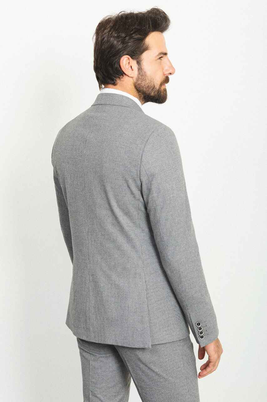 Gray Special Design Slim Fit Double Breasted Suit