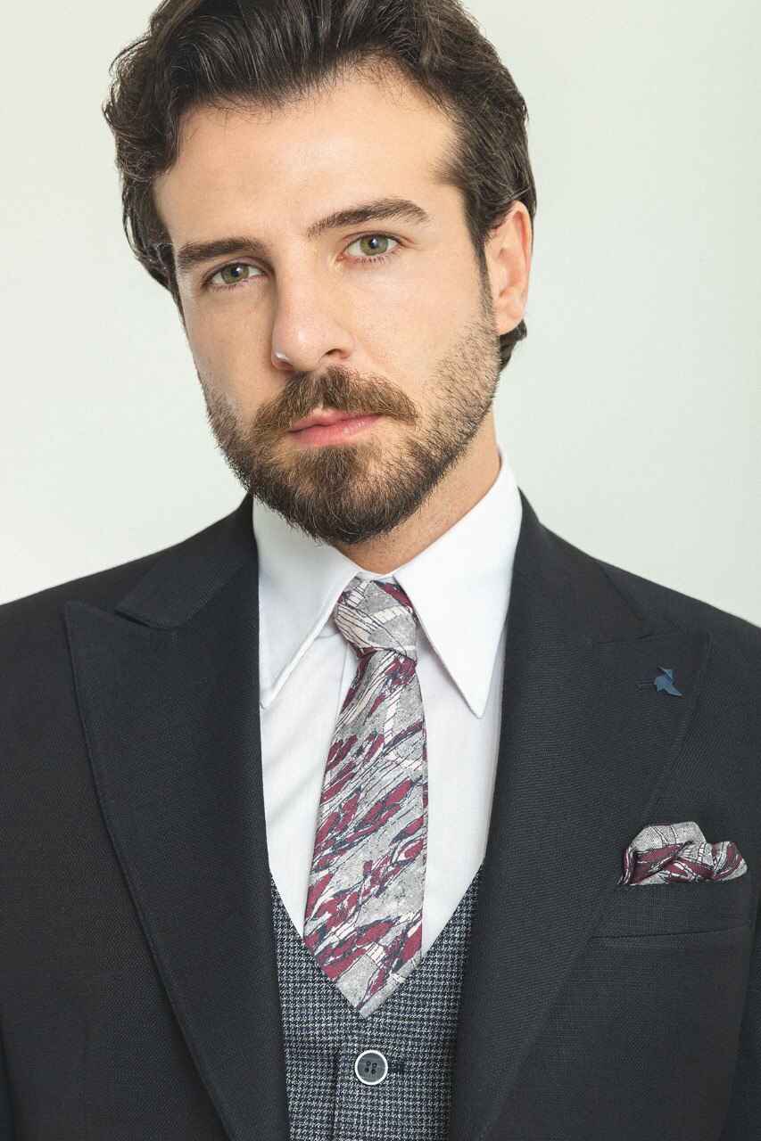 Black & Gray Slim Fit Three-Piece Suit