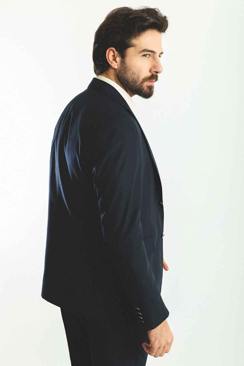 Navy Blue Modern Slim Fit Two-Piece Suit