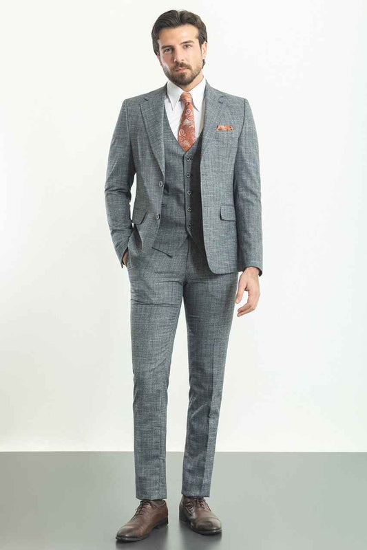 Navy Blue Slim Fit Three-Piece Suit