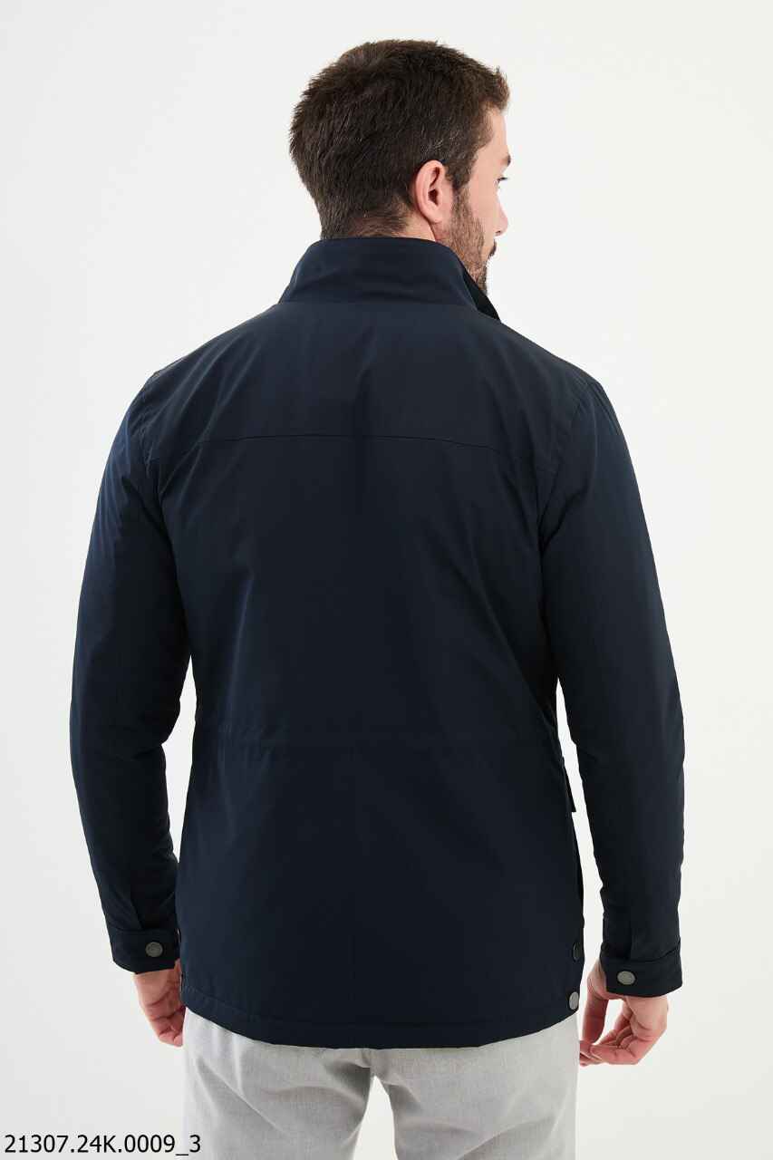 Navy Collar Zip-Up Jacket