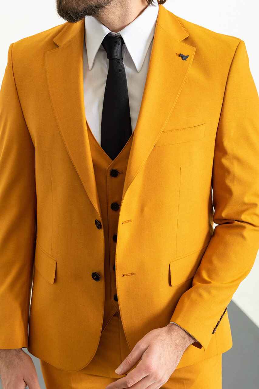 Mustard Modern Slim Fit Three-Piece Suit