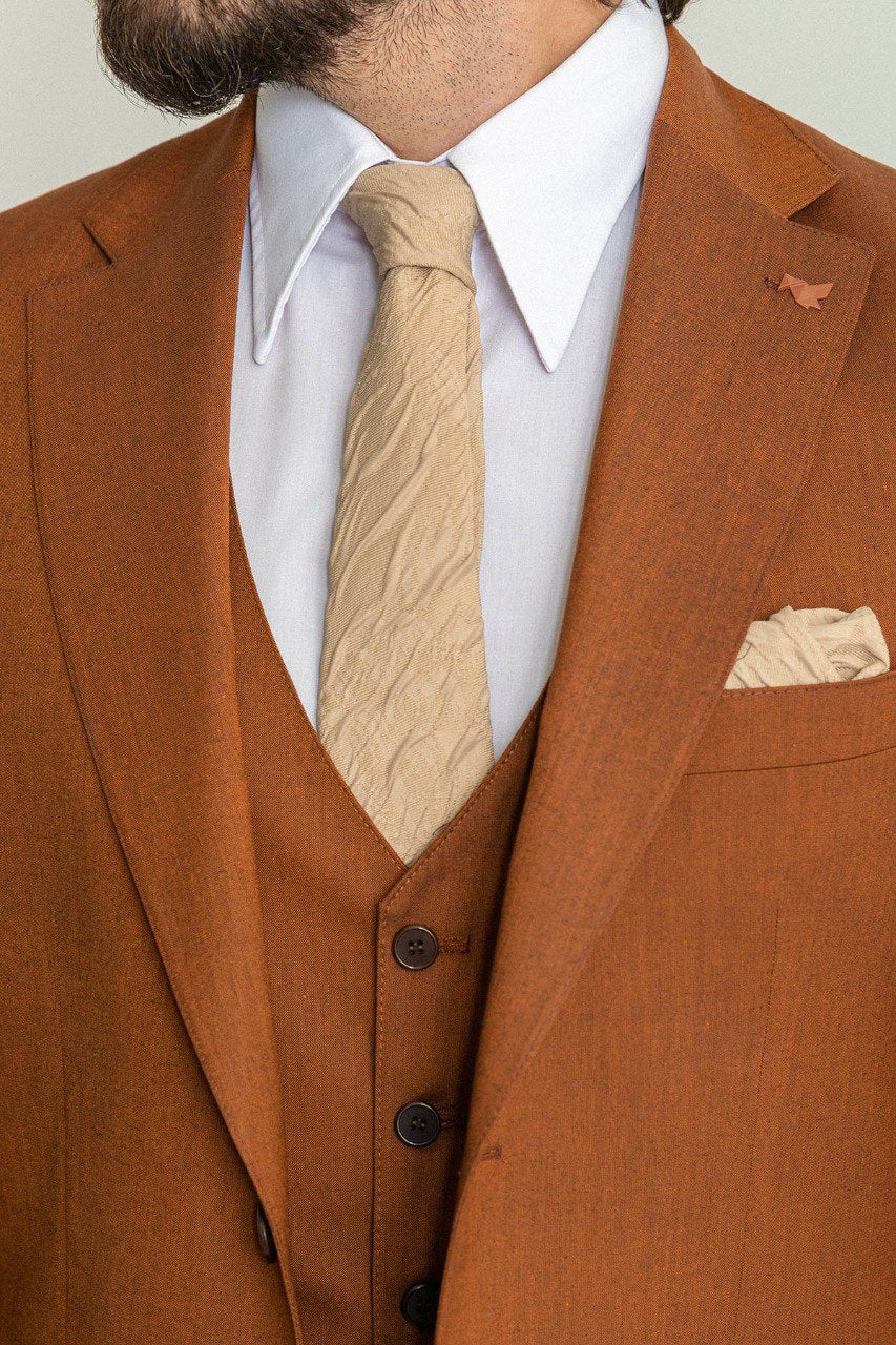 Camel Modern Slim Fit Three-Piece Suit
