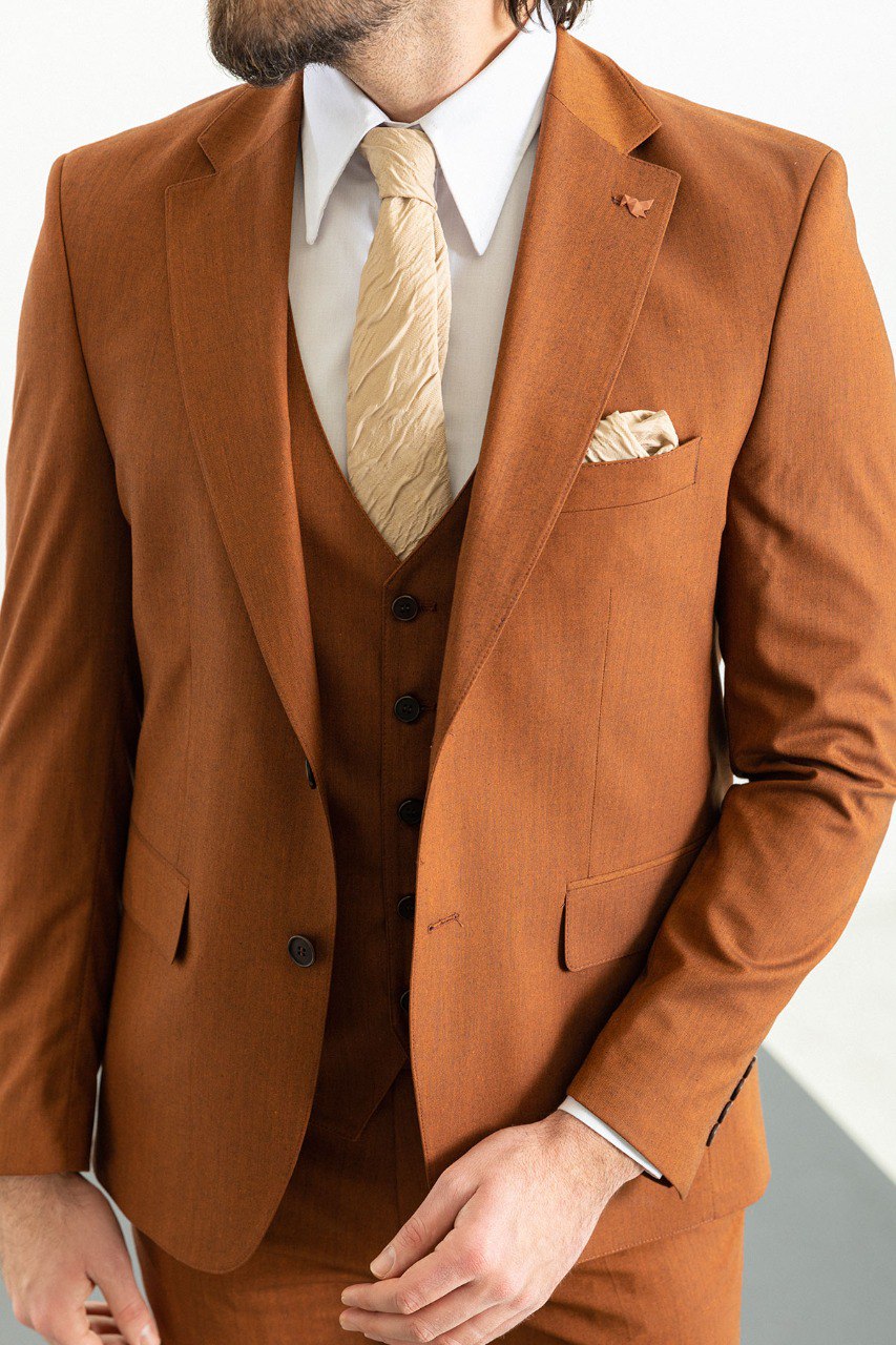 Camel Modern Slim Fit Three-Piece Suit