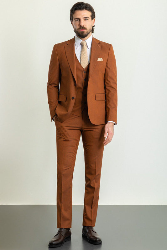 Camel Modern Slim Fit Three-Piece Suit