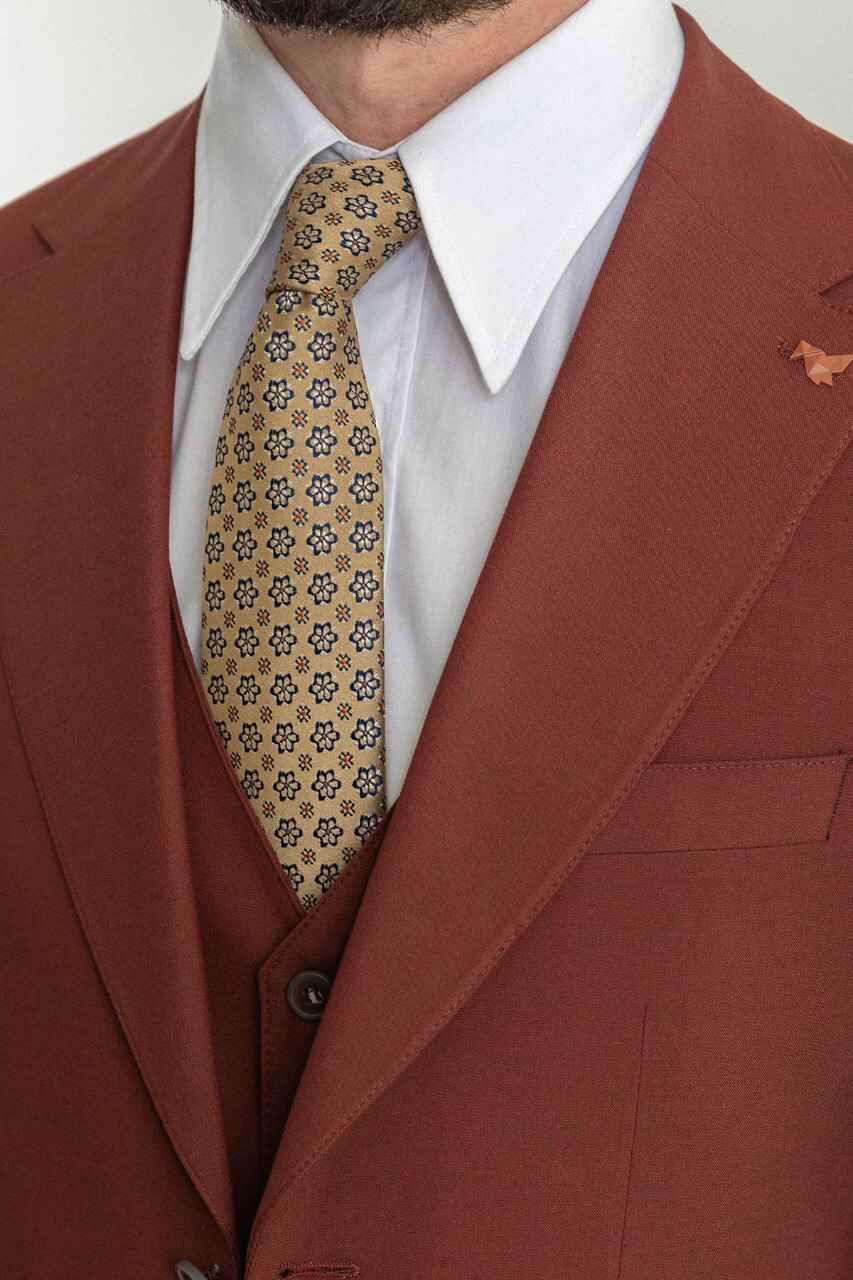 Brown Modern Slim Fit Three-Piece Suit