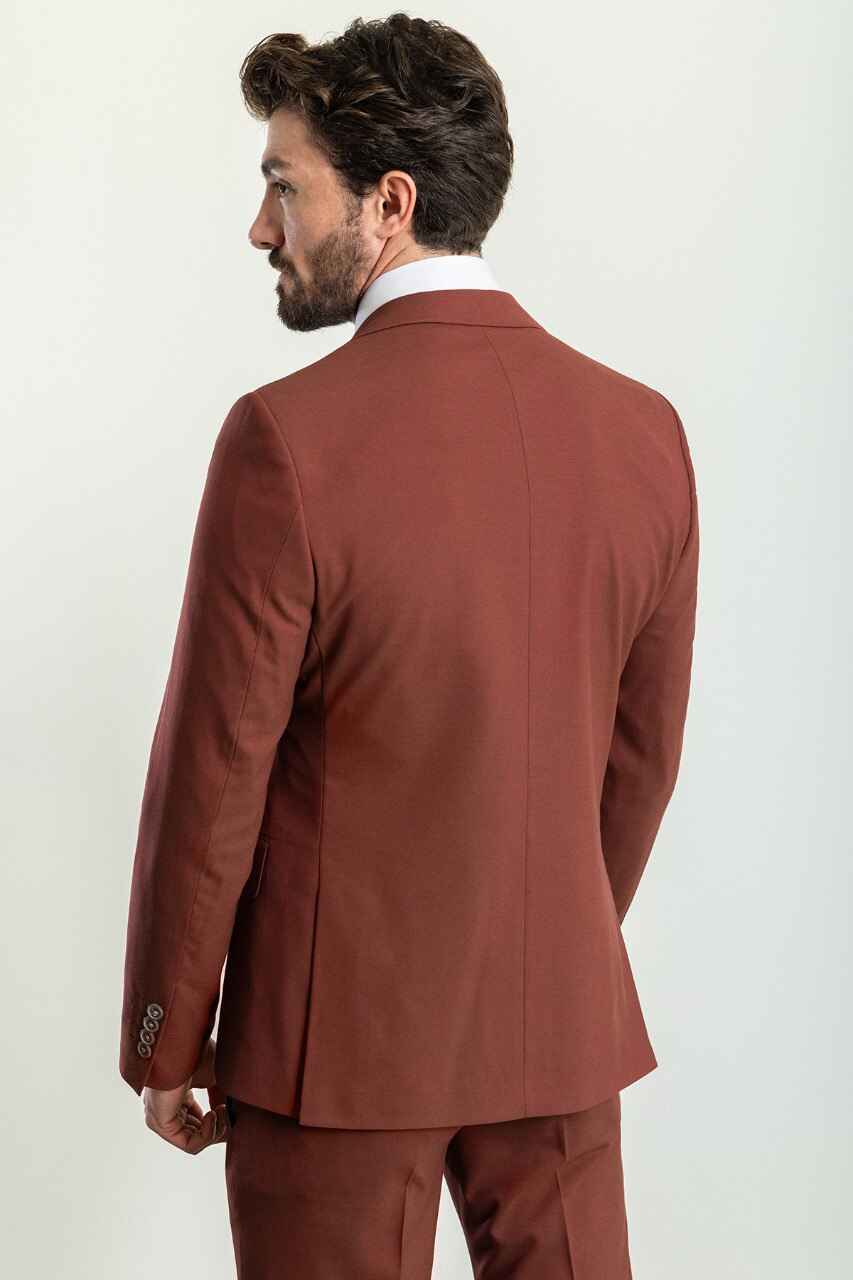 Brown Modern Slim Fit Three-Piece Suit