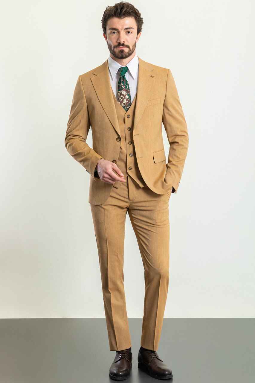 Mustard Modern Slim Fit Three-Piece Suit