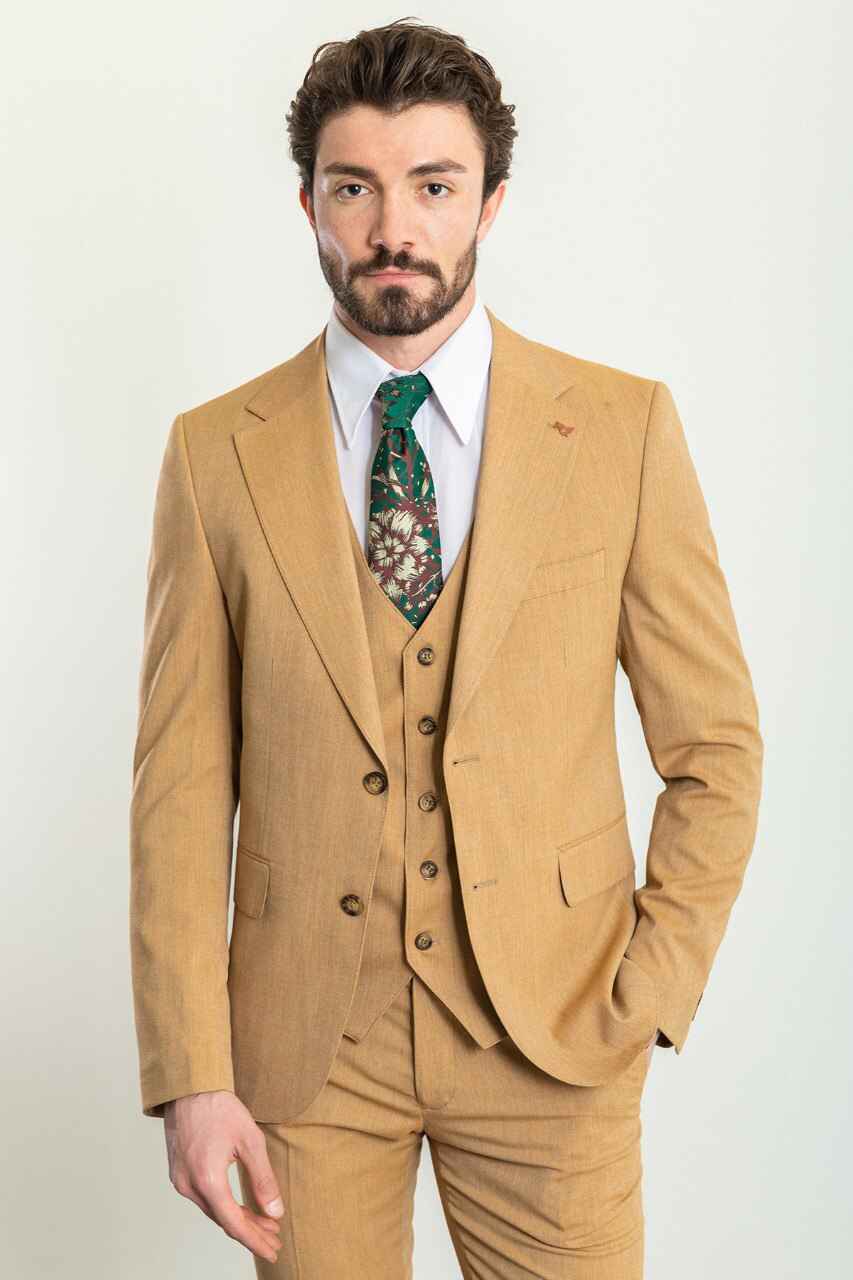 Mustard Modern Slim Fit Three-Piece Suit