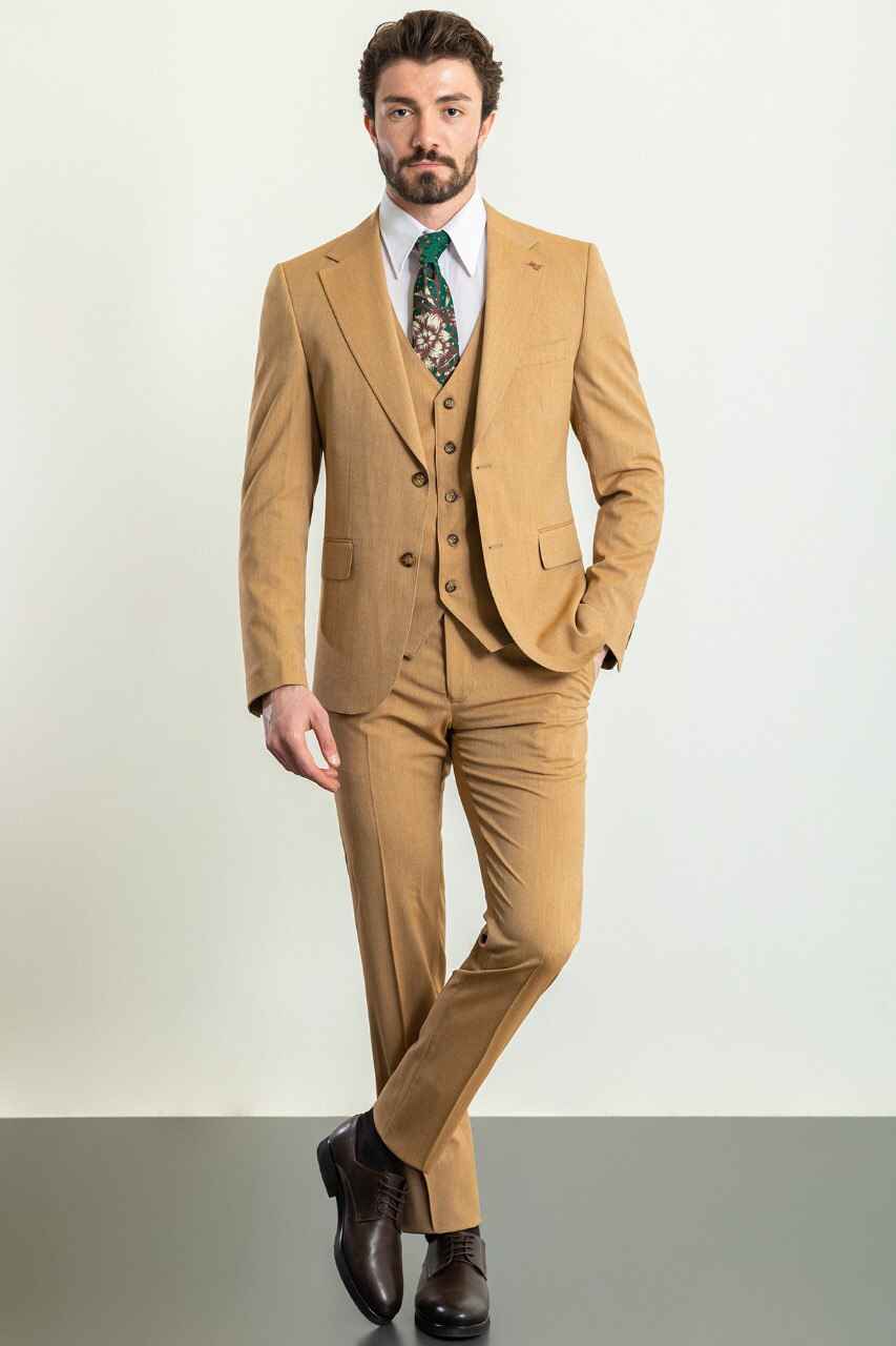 Mustard Modern Slim Fit Three-Piece Suit