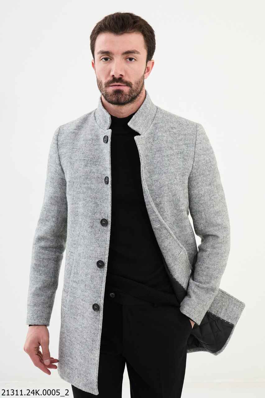 Men's Modern Stand Collar Cotton Blend Coat