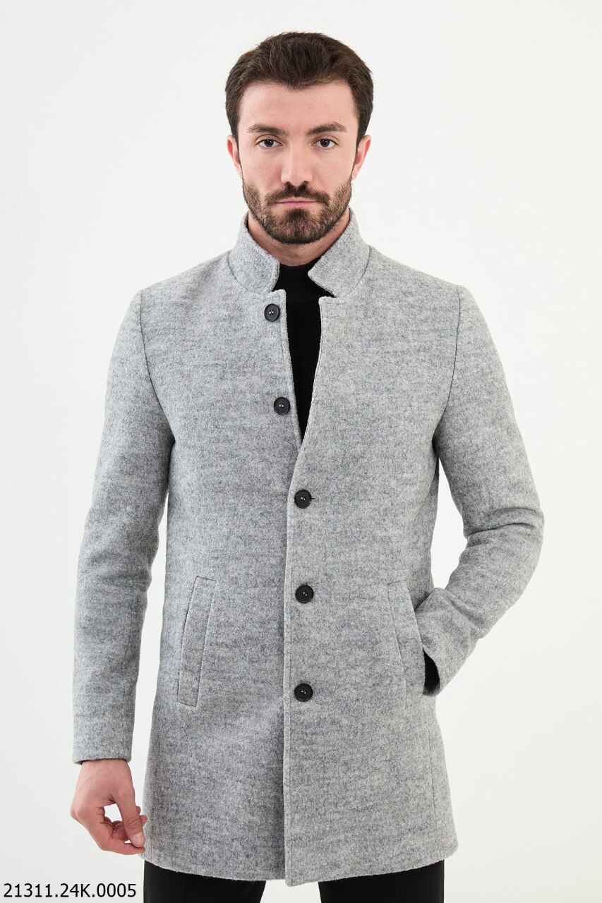 Men's Modern Stand Collar Cotton Blend Coat