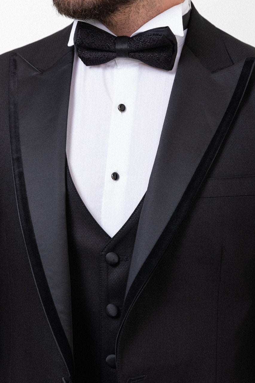 Black Slim Fit Tuxedo with Vest