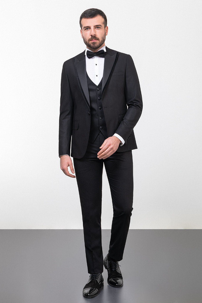 Black Slim Fit Tuxedo with Vest