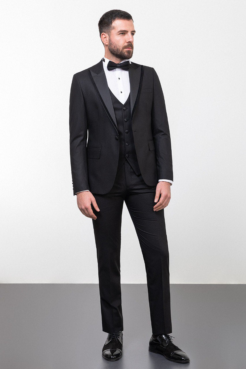 Black Slim Fit Tuxedo with Vest