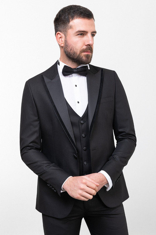 Black Slim Fit Tuxedo with Vest