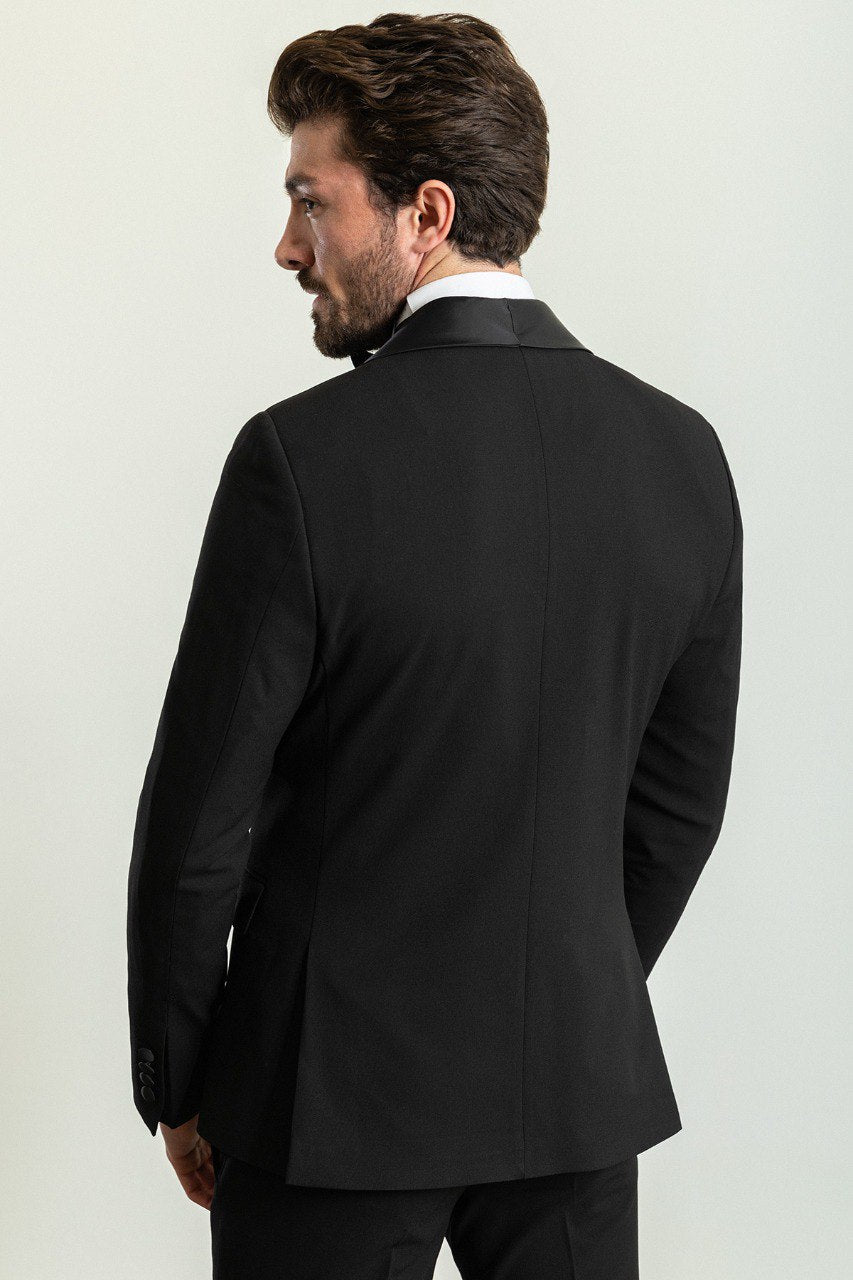 Black Modern Slim Fit Tuxedo with Vest