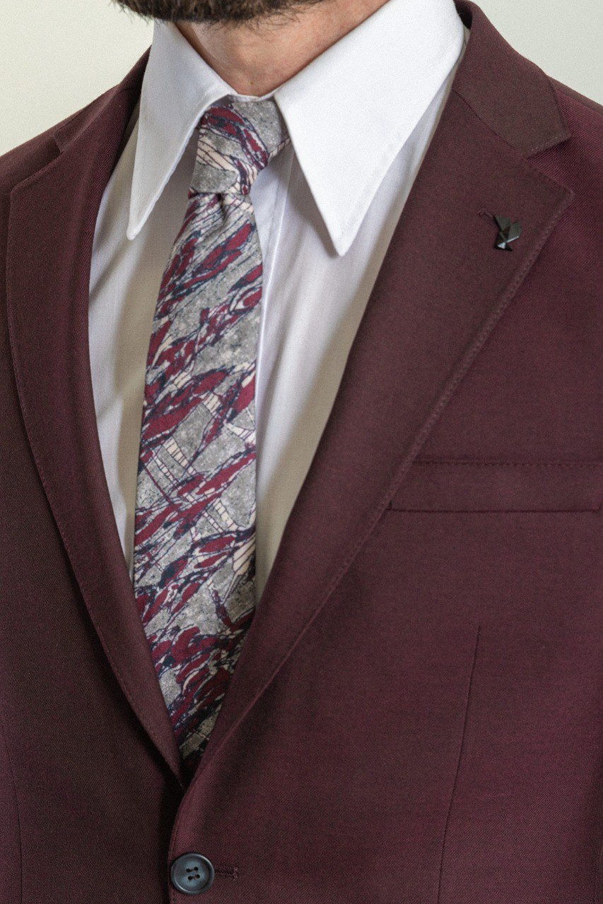 Burgundy Modern Slim Fit Two-Piece Suit