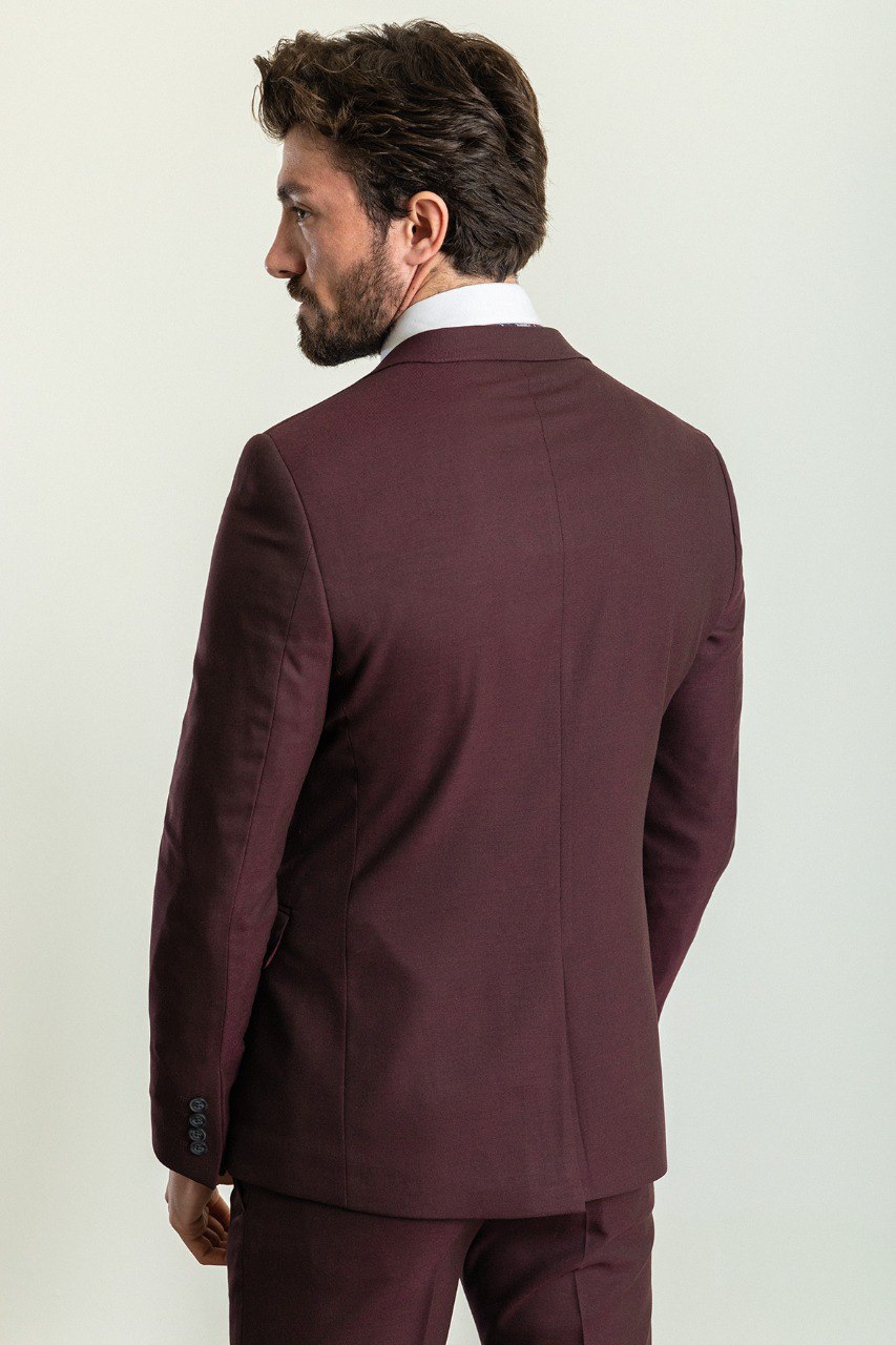 Burgundy Modern Slim Fit Two-Piece Suit