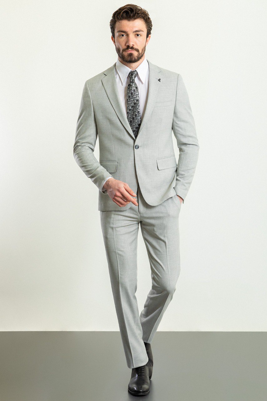 Light Gray Modern Slim Fit Two-Piece Suit