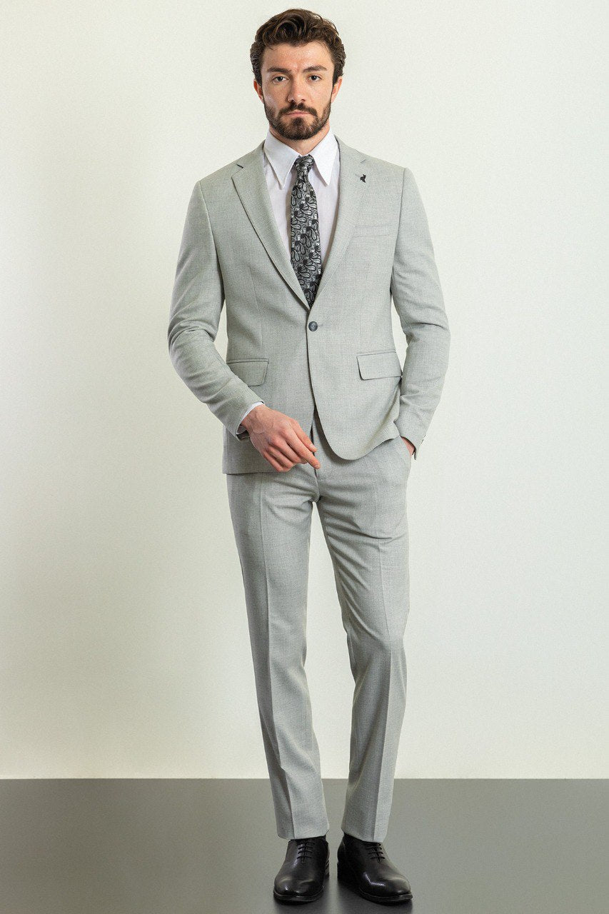 Light Gray Modern Slim Fit Two-Piece Suit