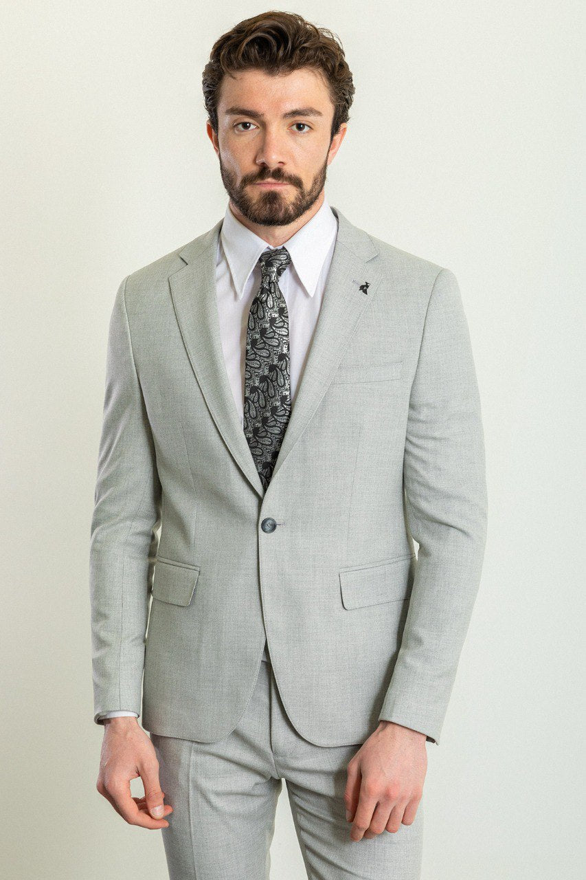 Light Gray Modern Slim Fit Two-Piece Suit