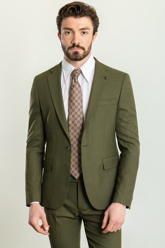 Khaki Modern Slim Fit Two-Piece Suit