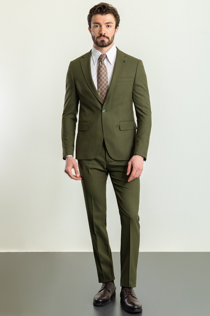 Khaki Modern Slim Fit Two-Piece Suit