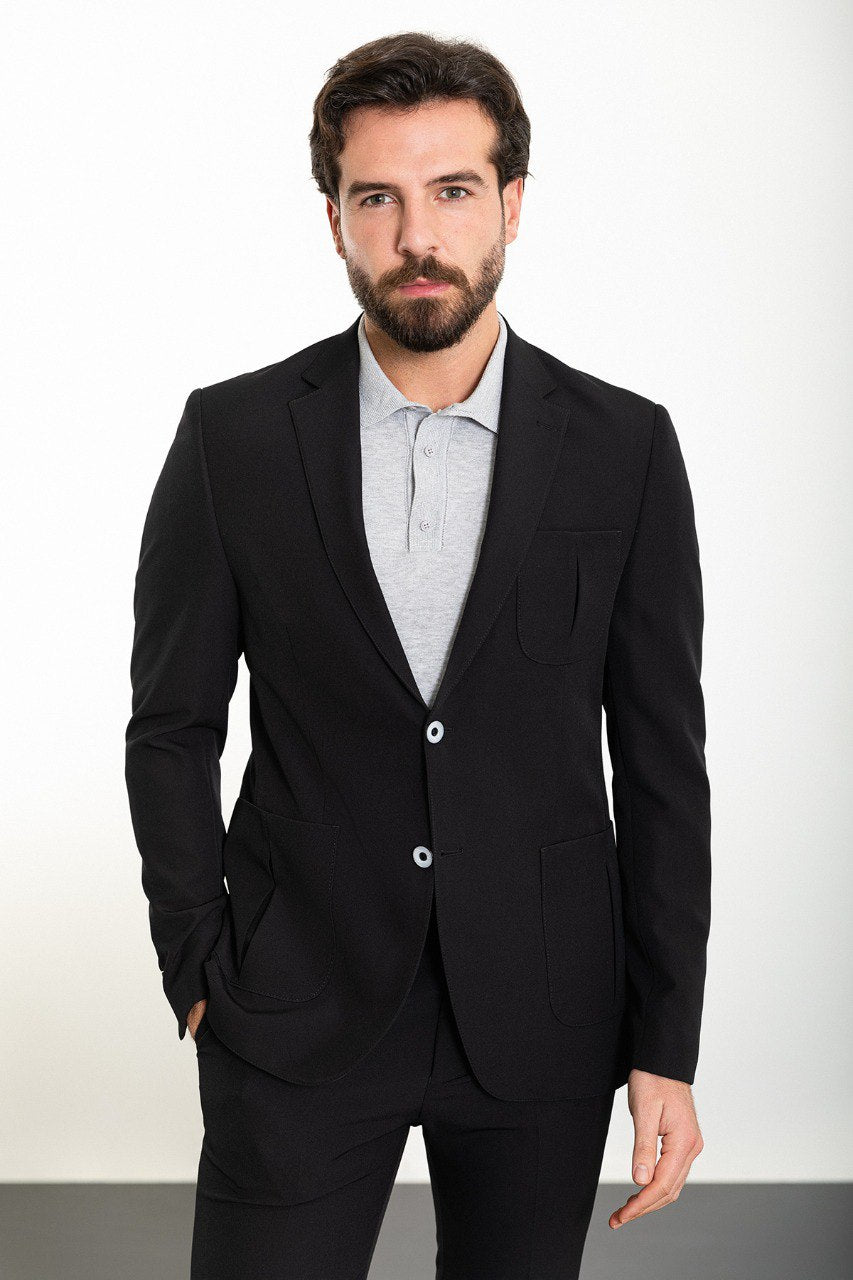 Black Modern Slim Fit Two-Piece Suit