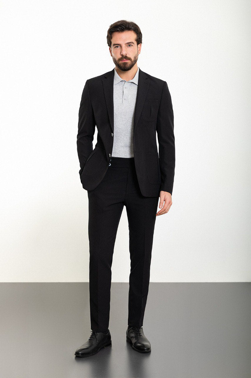 Black Modern Slim Fit Two-Piece Suit
