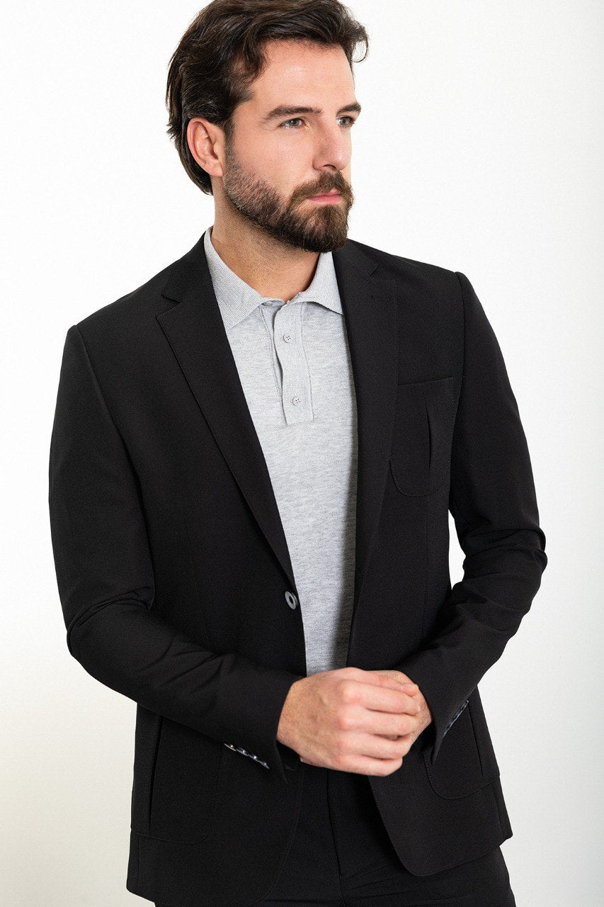 Black Modern Slim Fit Two-Piece Suit